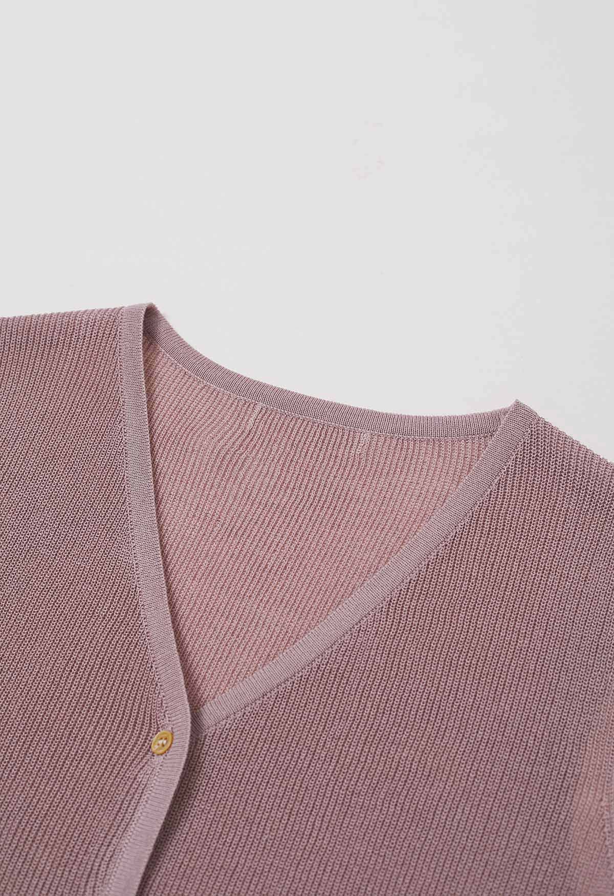 Gilet boutonné avec poche plaquée en mauve