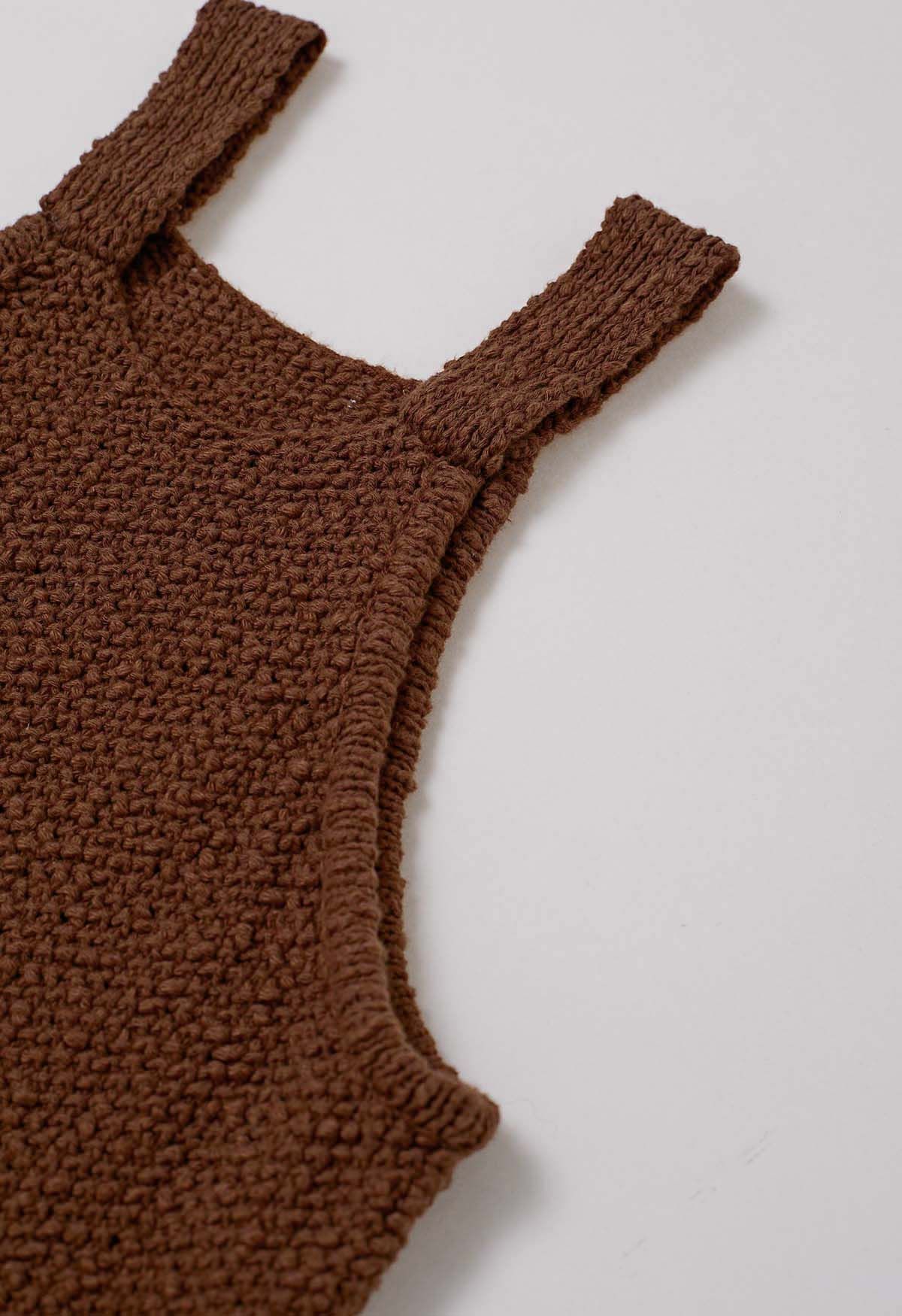 Ensemble haut caraco et jupe longue au crochet gaufré en caramel