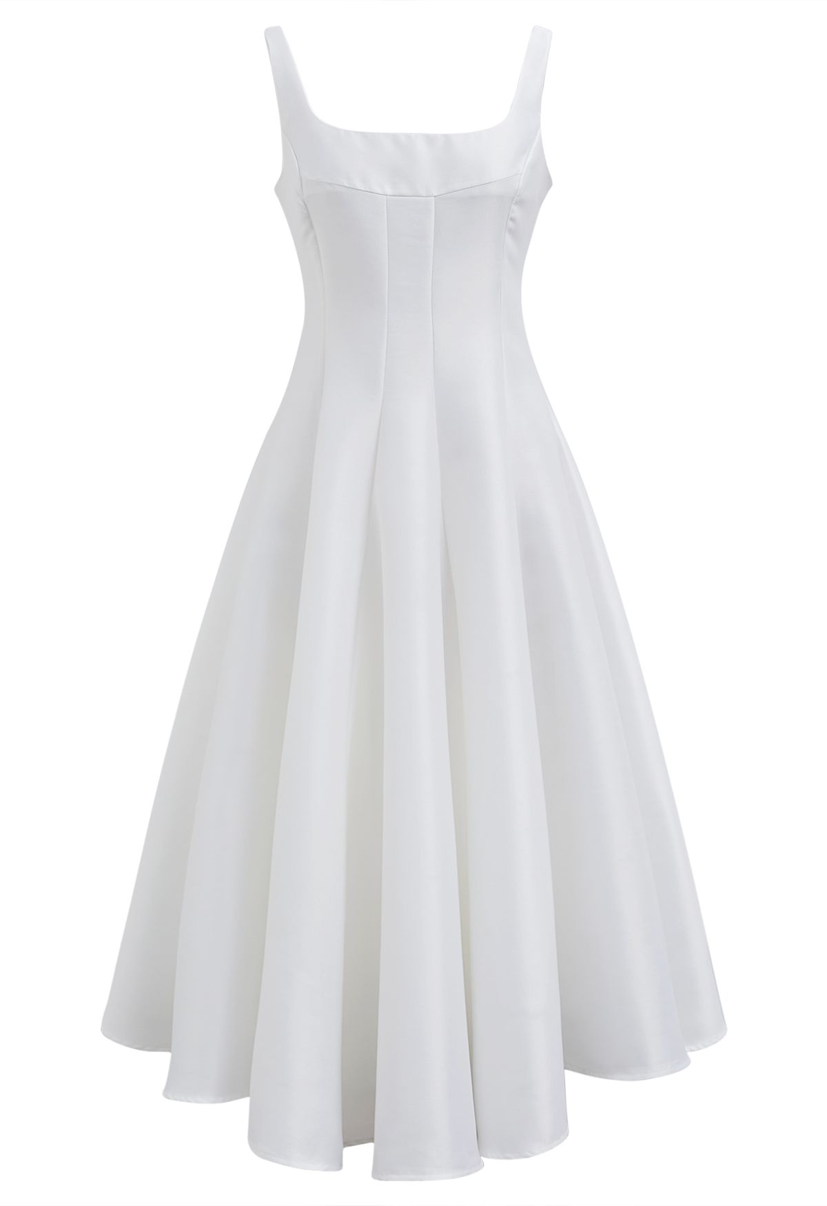 Robe caraco en satin poli à ourlet évasé en blanc