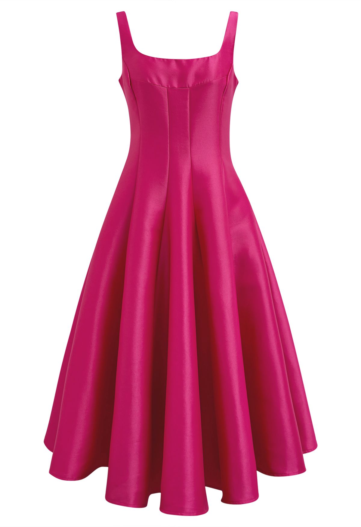 Robe caraco en satin poli à ourlet évasé en magenta