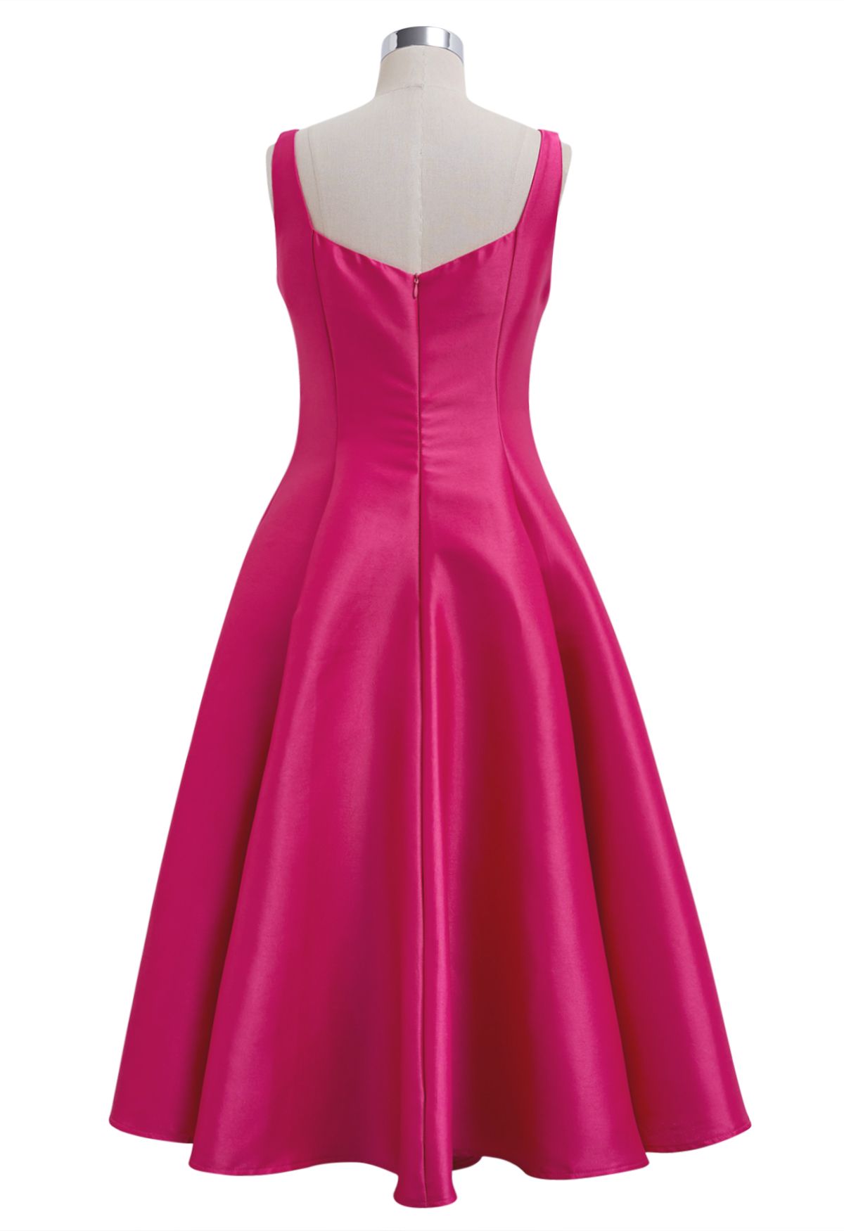 Robe caraco en satin poli à ourlet évasé en magenta