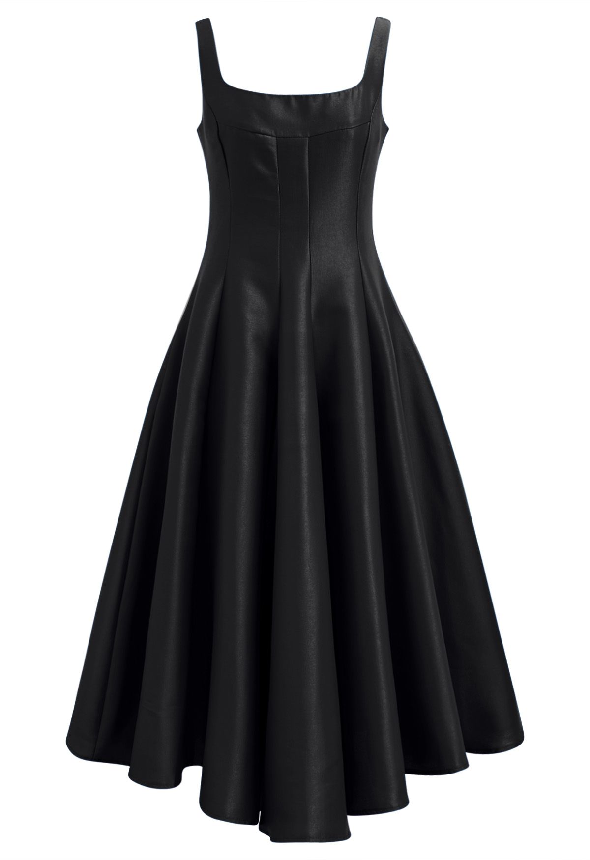 Robe caraco en satin poli à ourlet évasé, noir