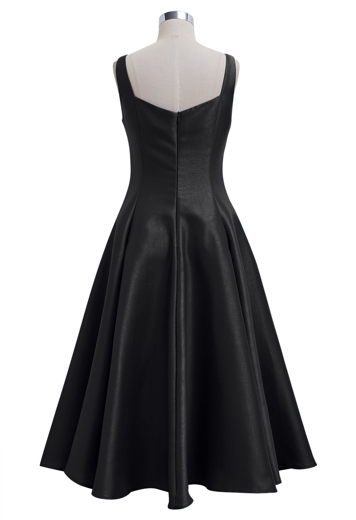 Robe caraco en satin poli à ourlet évasé, noir