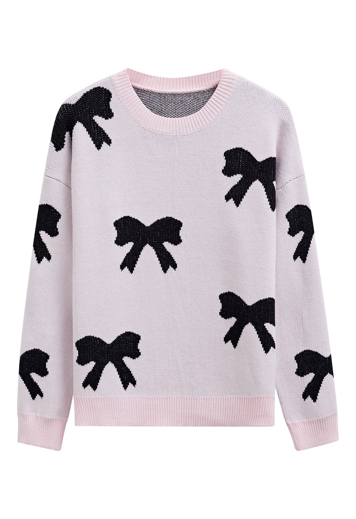 Pull en tricot jacquard noir avec nœud papillon