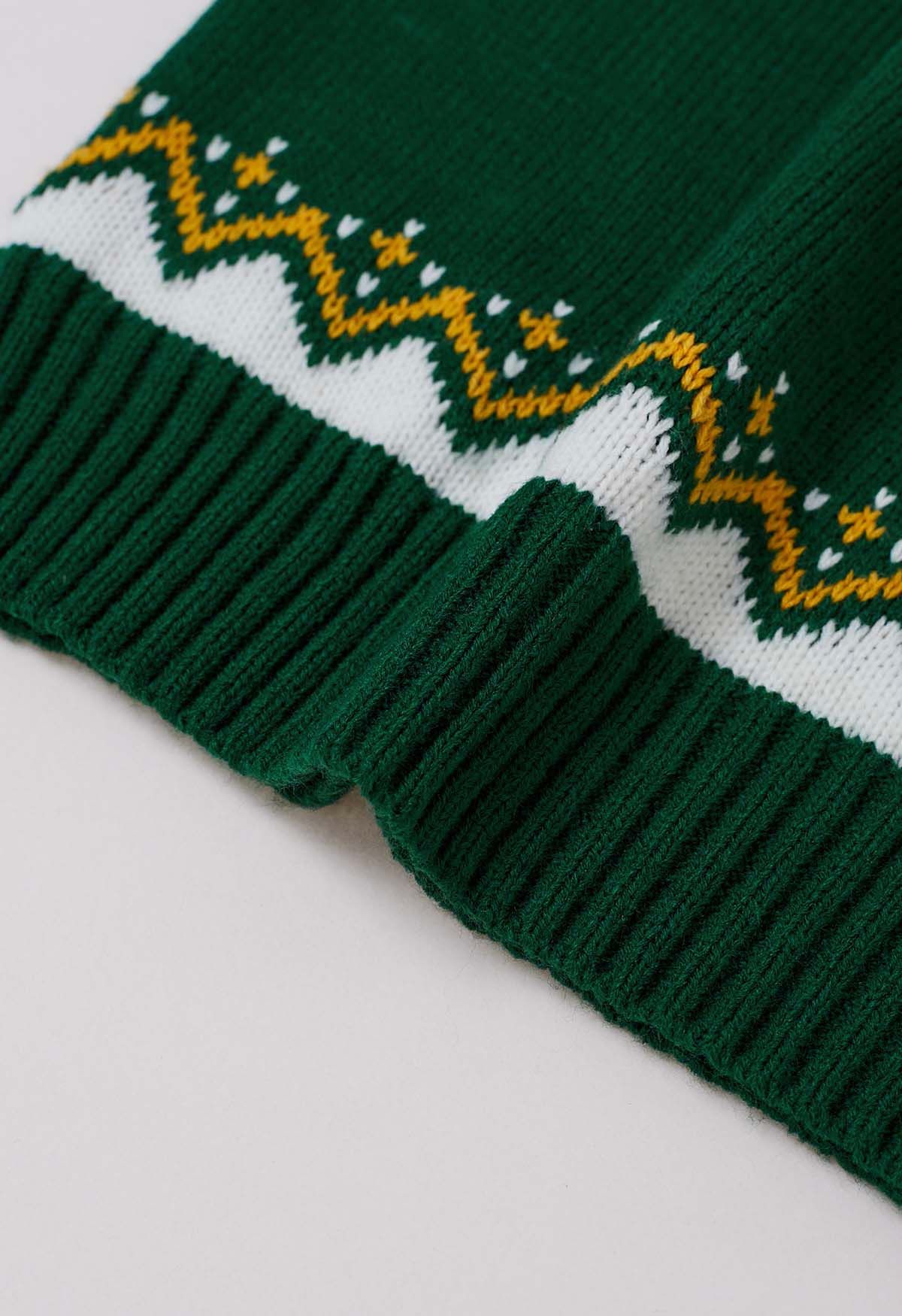 Pull en tricot à manches longues Pumpkin Delight en vert