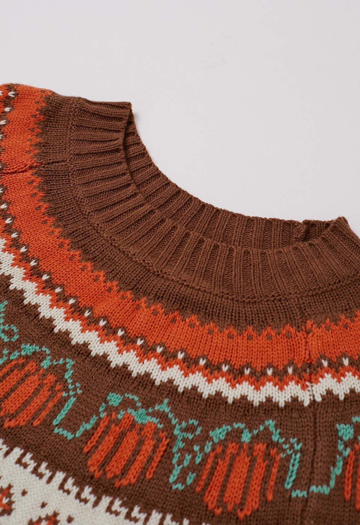 Pull en tricot à manches longues Pumpkin Delight en marron