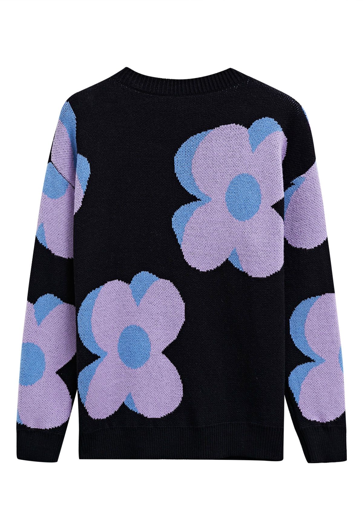 Pull en maille jacquard Flowering Day en noir