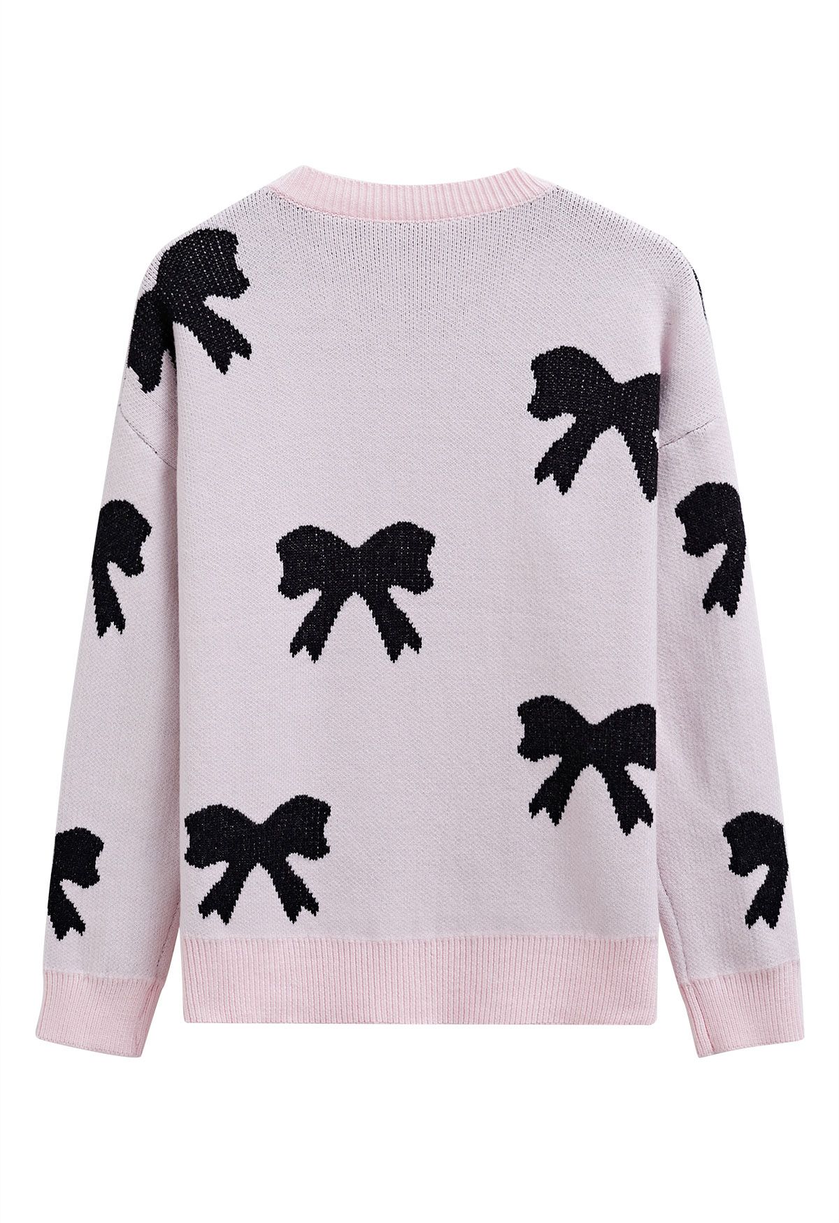 Pull en tricot jacquard noir avec nœud papillon