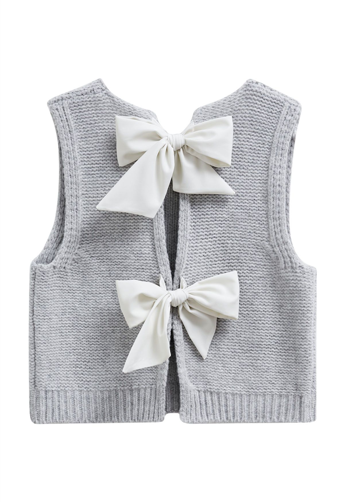 Gilet en tricot avec nœud papillon dans le dos en gris