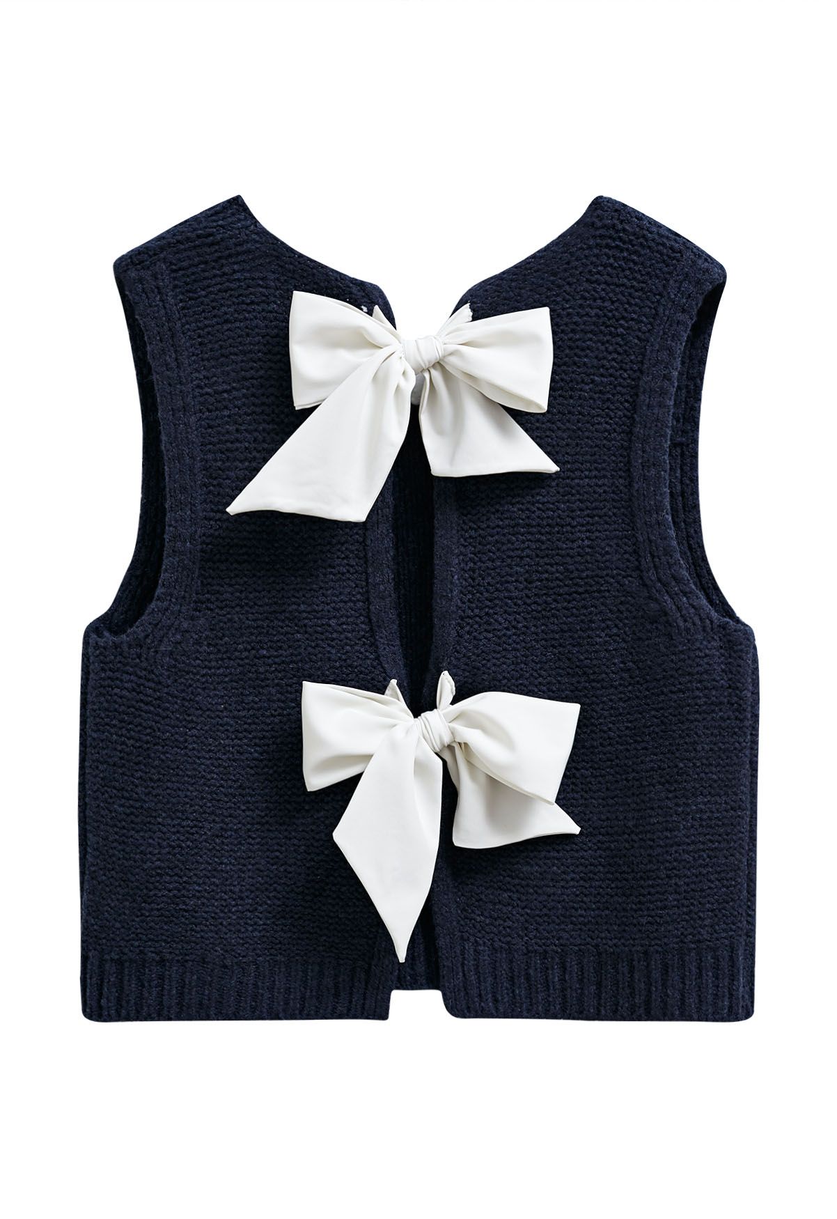 Gilet en tricot avec nœud papillon dans le dos en bleu marine