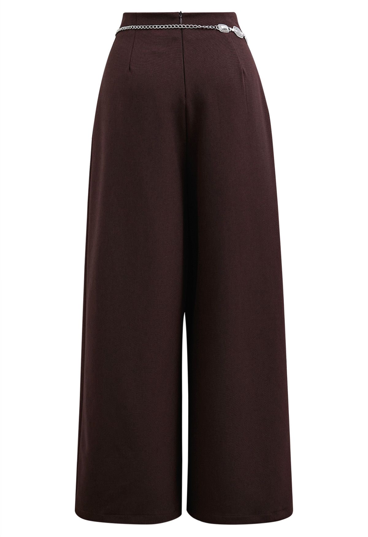 Pantalon Palazzo plissé orné de chaînes en bordeaux