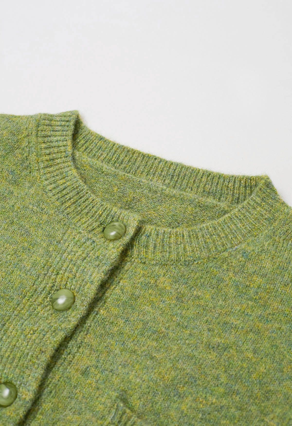 Cardigan boutonné en tricot avec poches plaquées Toasty en vert mousse