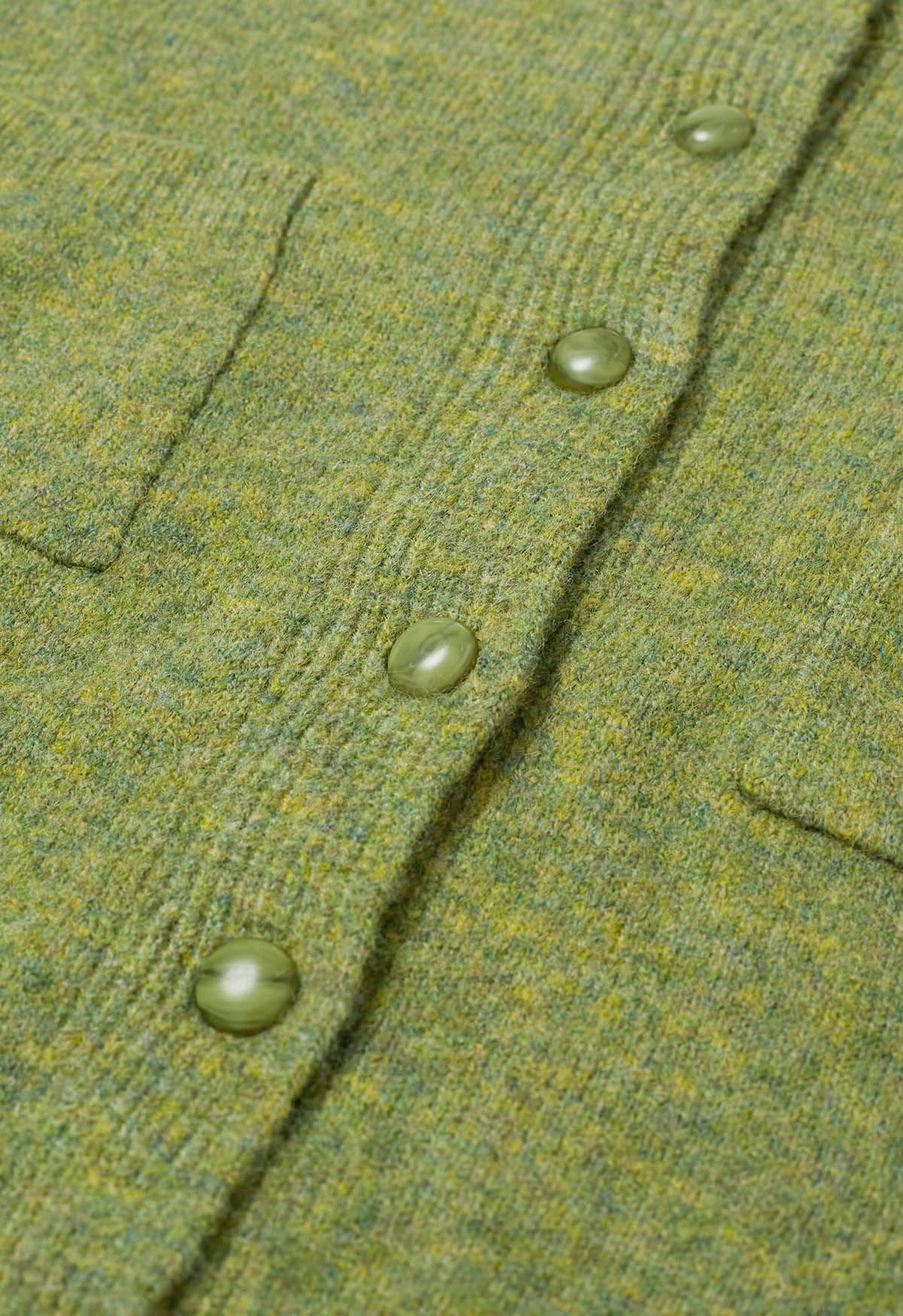 Cardigan boutonné en tricot avec poches plaquées Toasty en vert mousse