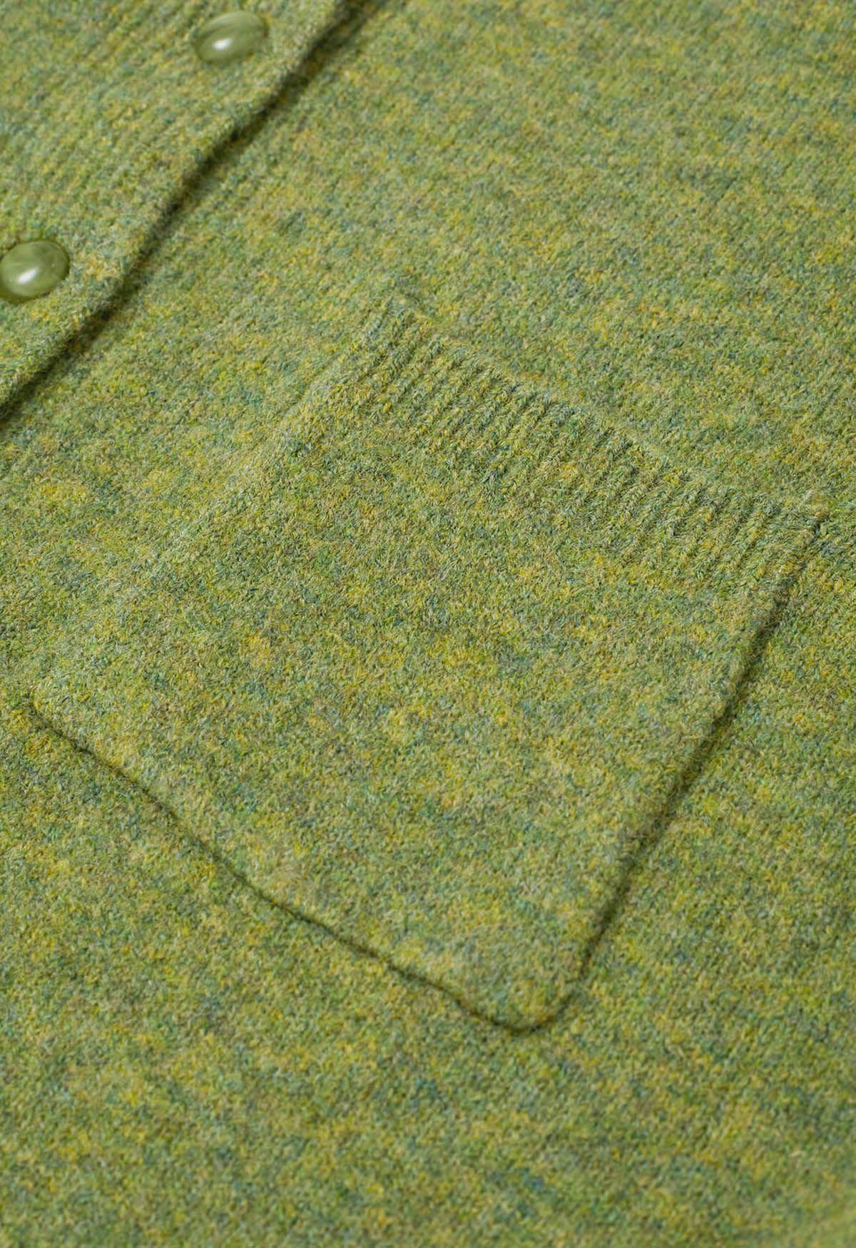 Cardigan boutonné en tricot avec poches plaquées Toasty en vert mousse