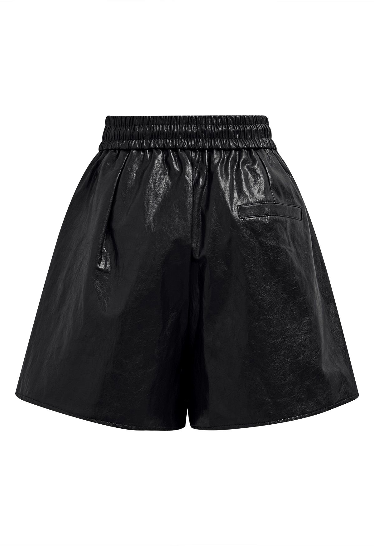 Short en similicuir Urban Chic avec cordon de serrage en noir