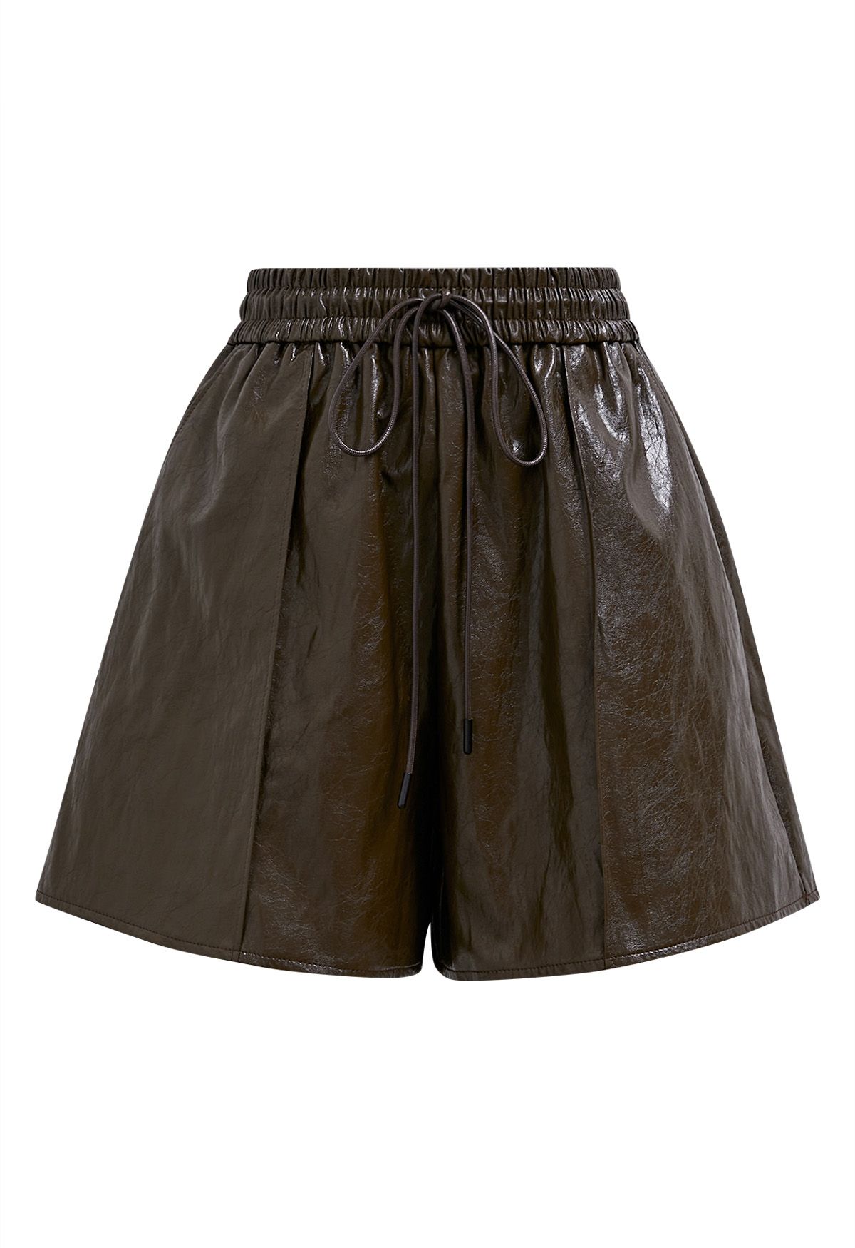 Short en similicuir avec cordon de serrage Urban Chic en chocolat