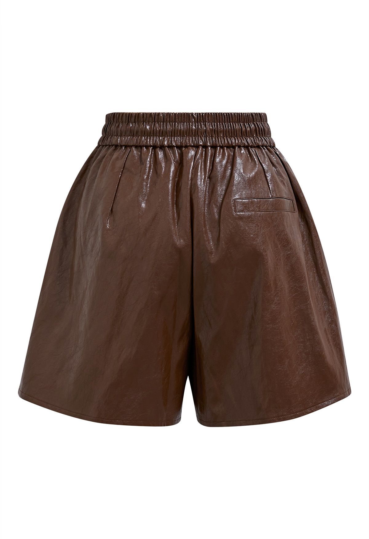 Short en similicuir Urban Chic avec cordon de serrage en marron