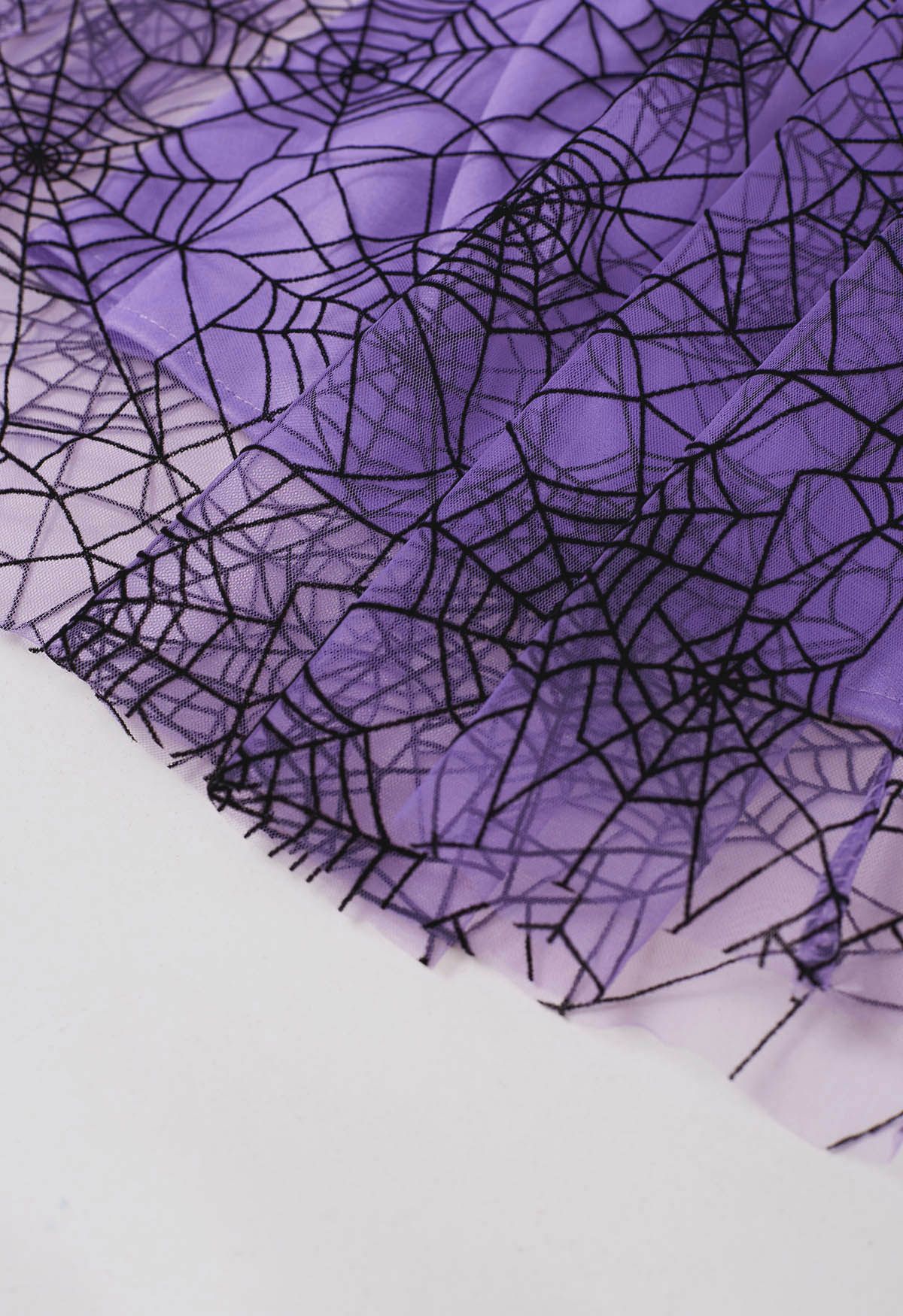 Jupe mi-longue en tulle et maille Cobweb Mystique en violet