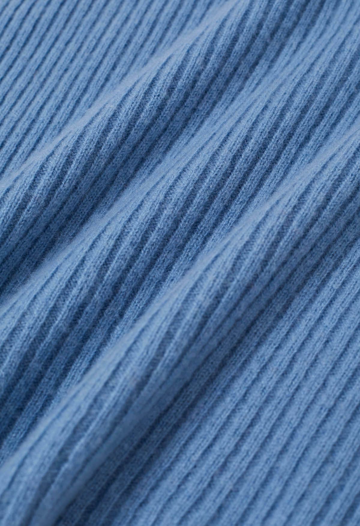 Pull en laine à manches longues et col montant Elemental en bleu