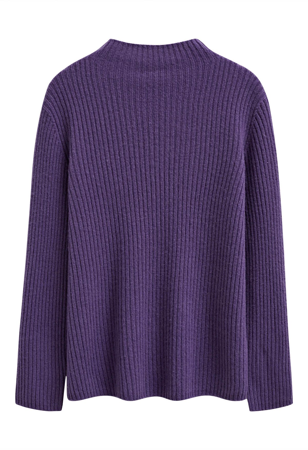 Pull en laine à manches longues et col montant Elemental en violet