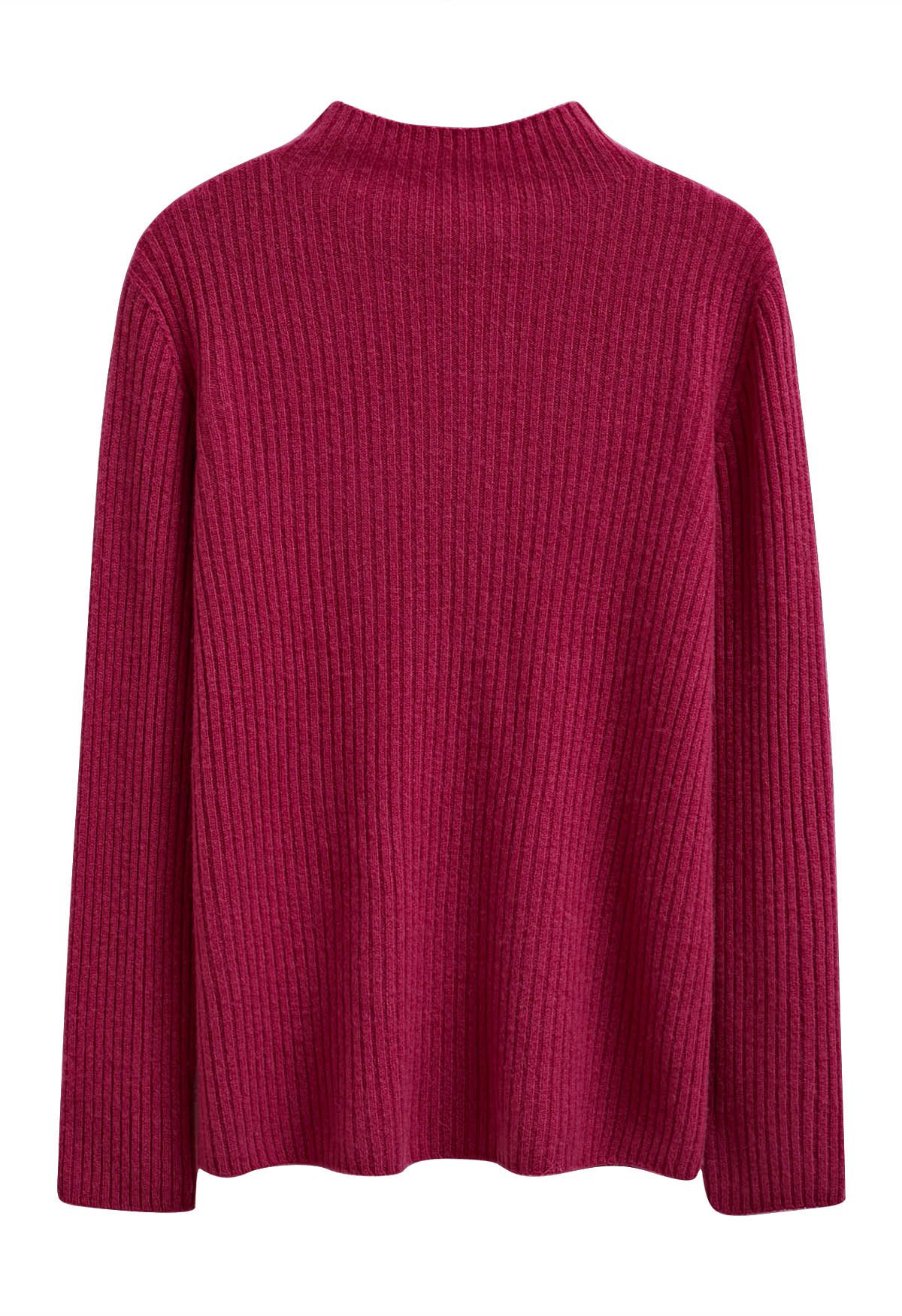 Pull en laine à manches longues et col montant Elemental en magenta