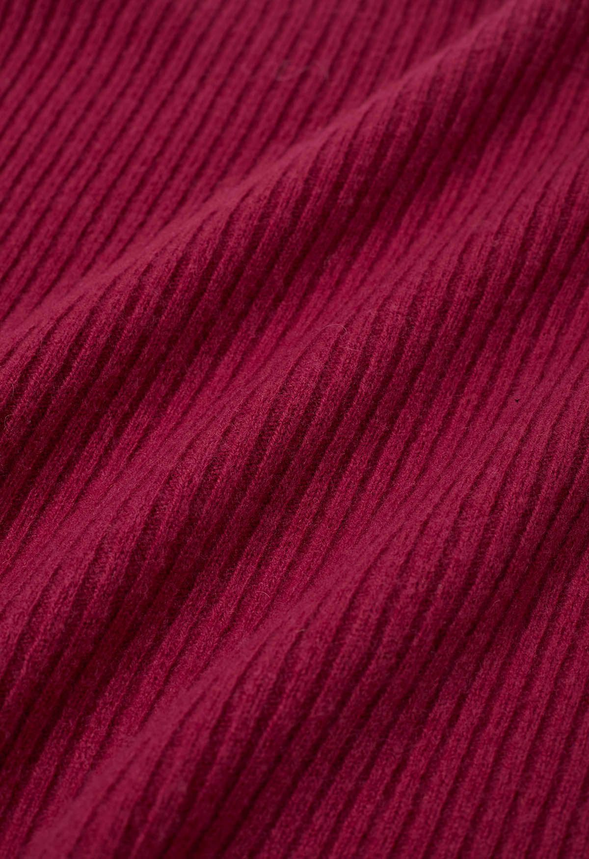 Pull en laine à manches longues et col montant Elemental en magenta