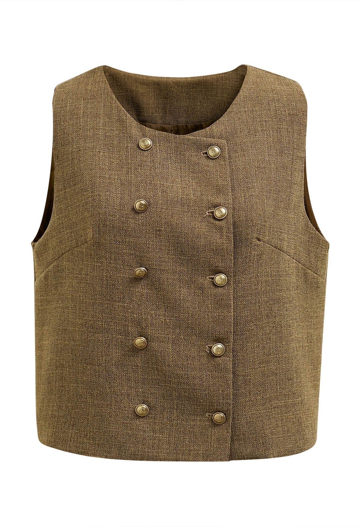 Gilet croisé style preppy camel