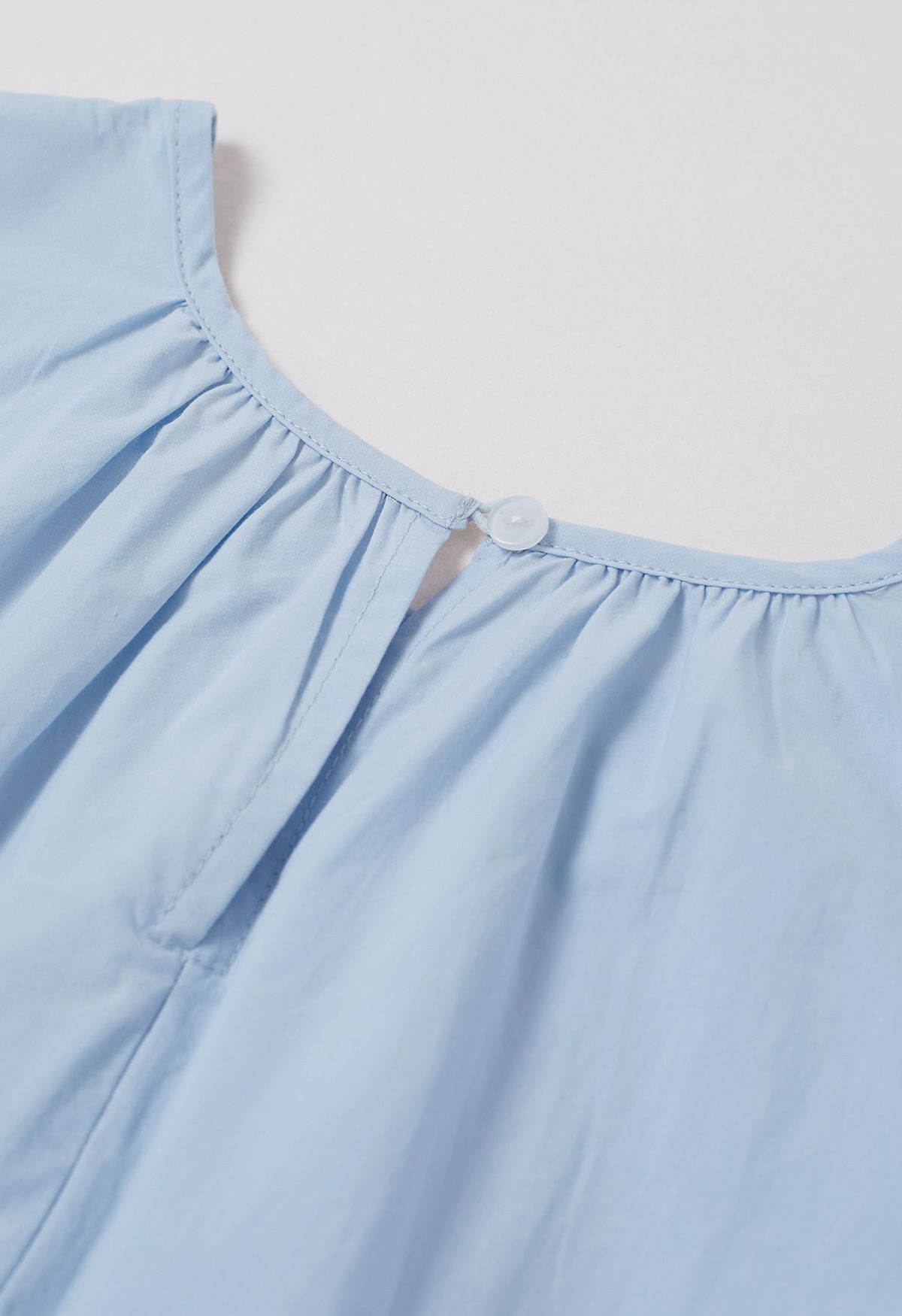 Chemise décontractée en coton à manches bouffantes en bleu ciel