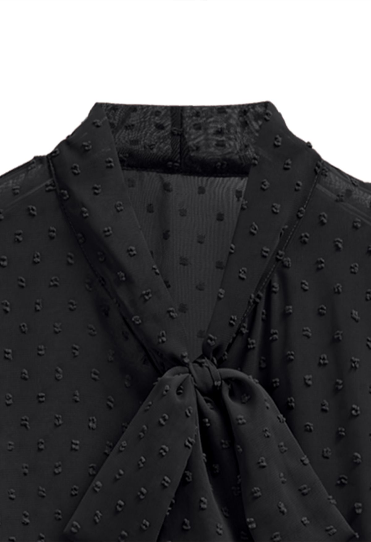 Chemise à boutons et nœud papillon à pois floqués en noir