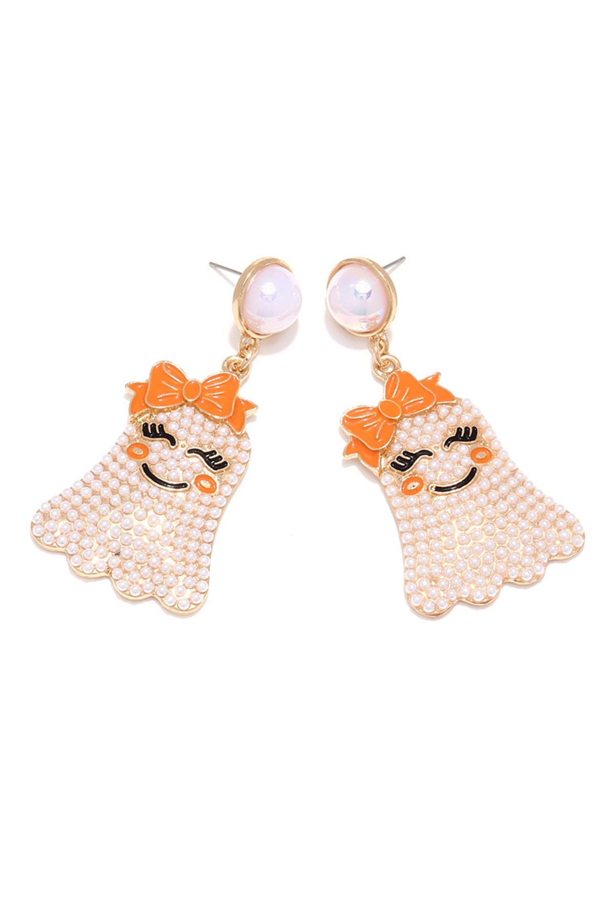 Boucles d'oreilles avec nœud en perles fantôme souriant