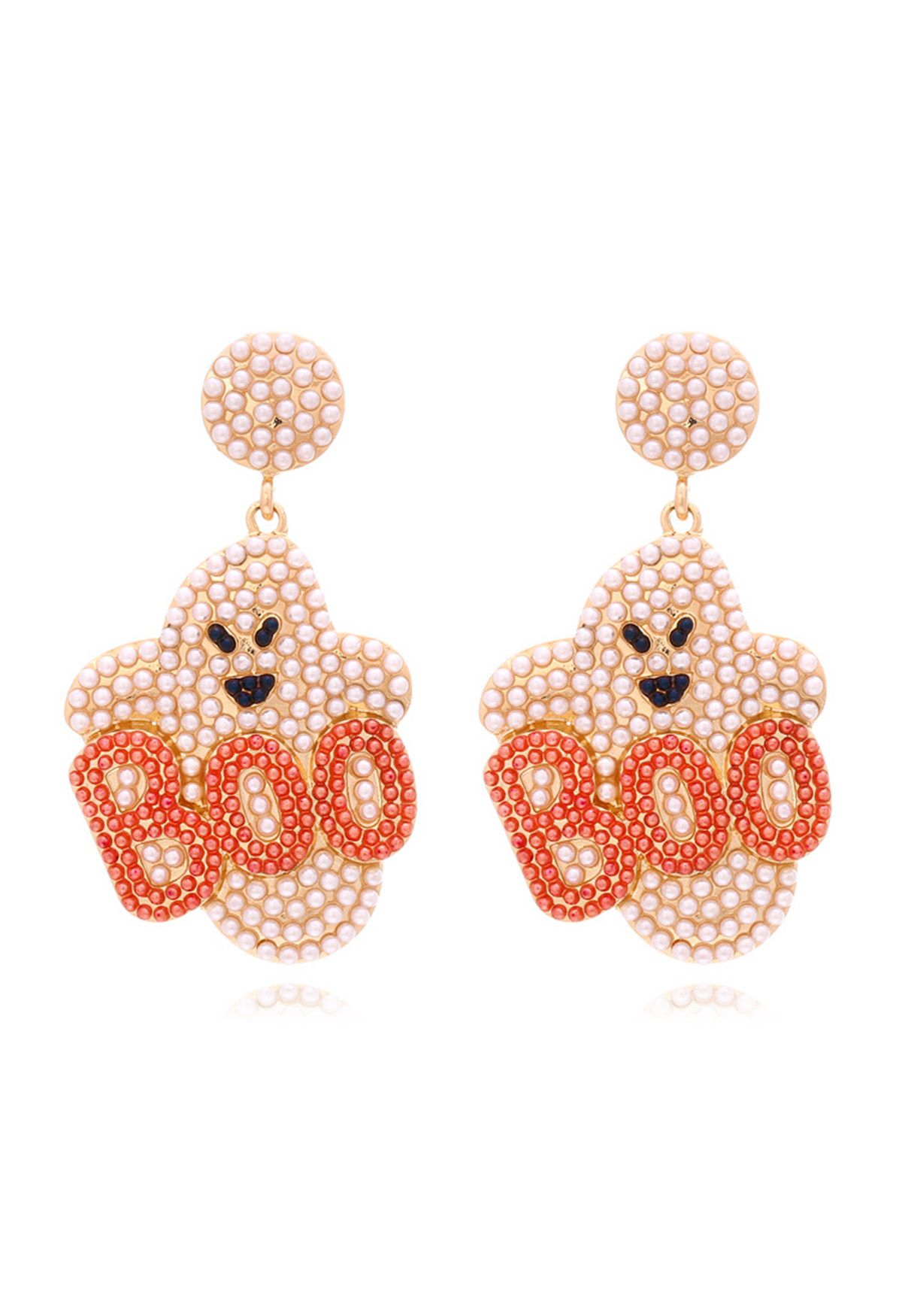 Boucles d'oreilles BOO Evil Ghost Pearl en orange