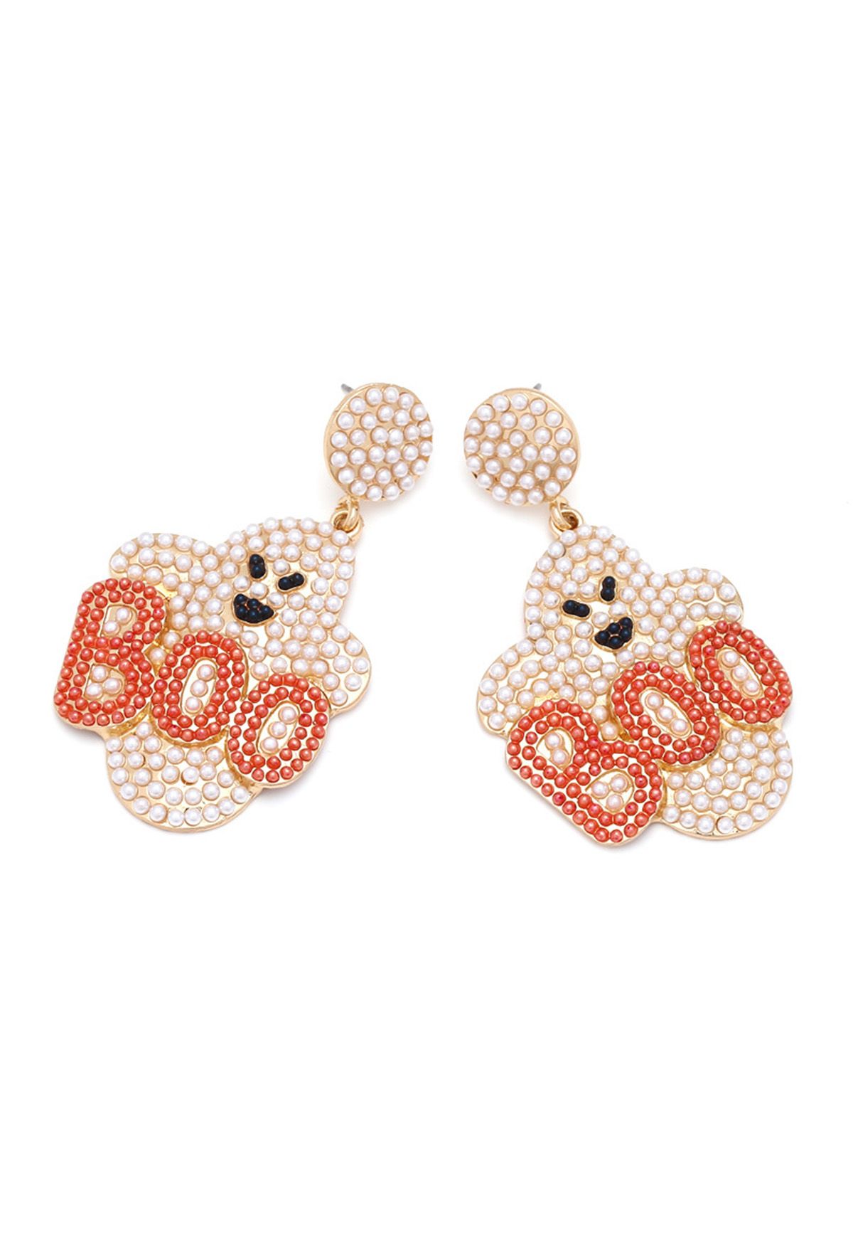 Boucles d'oreilles BOO Evil Ghost Pearl en orange