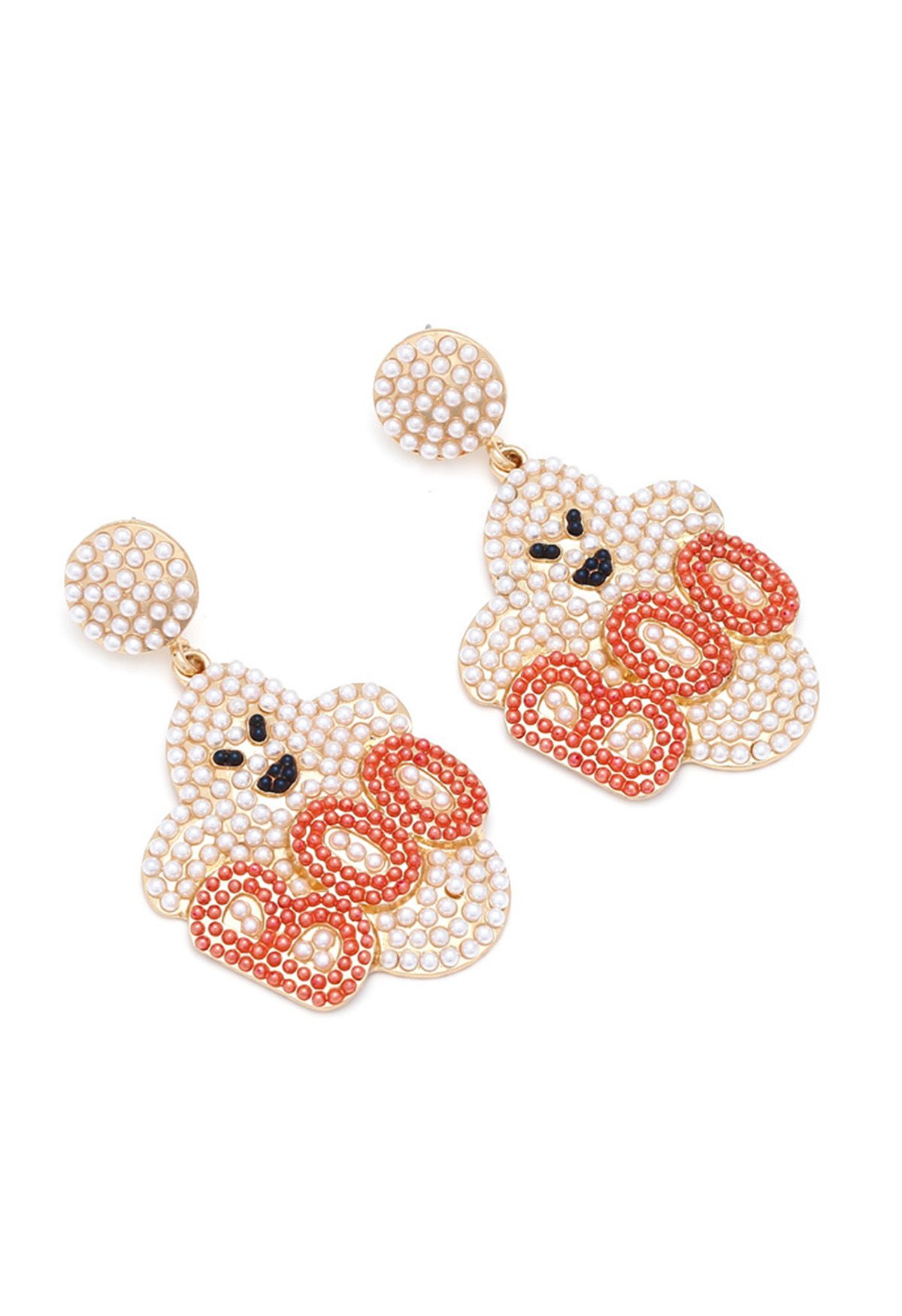 Boucles d'oreilles BOO Evil Ghost Pearl en orange