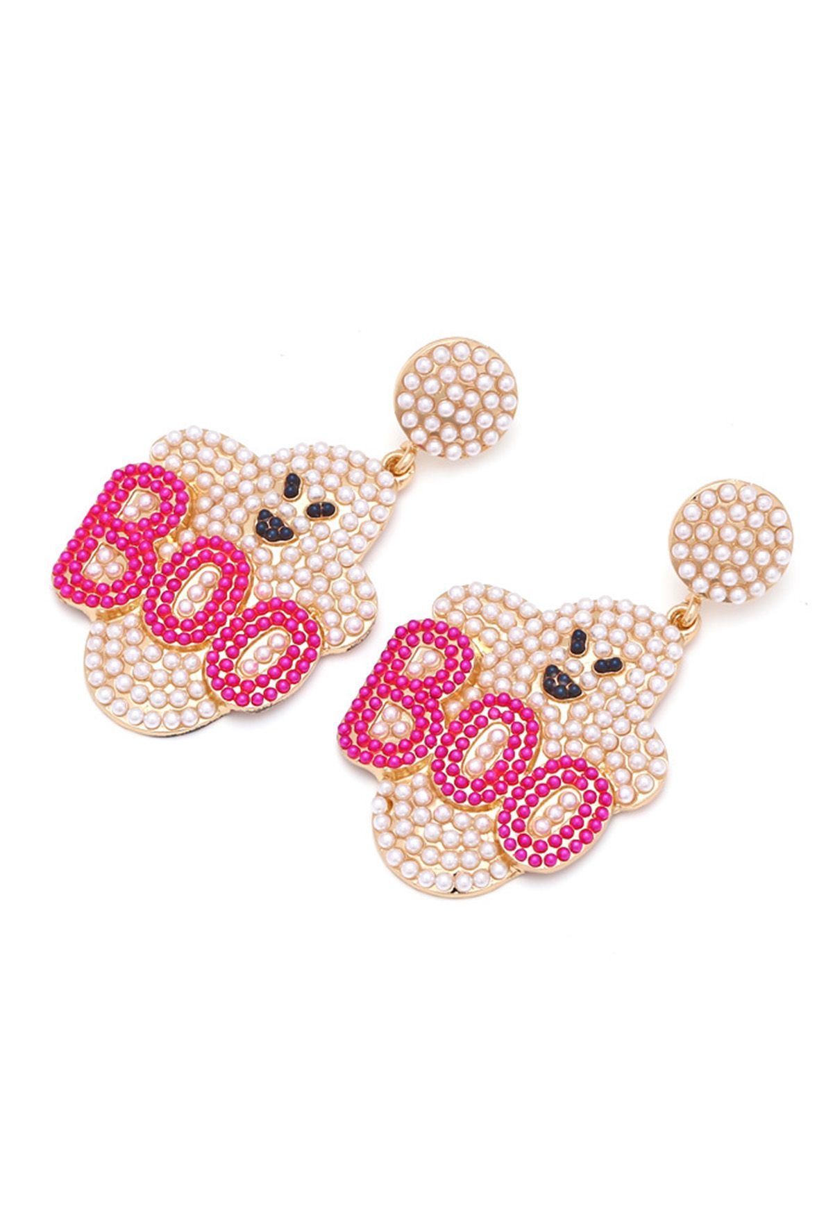 Boucles d'oreilles BOO Evil Ghost Pearl en rose vif