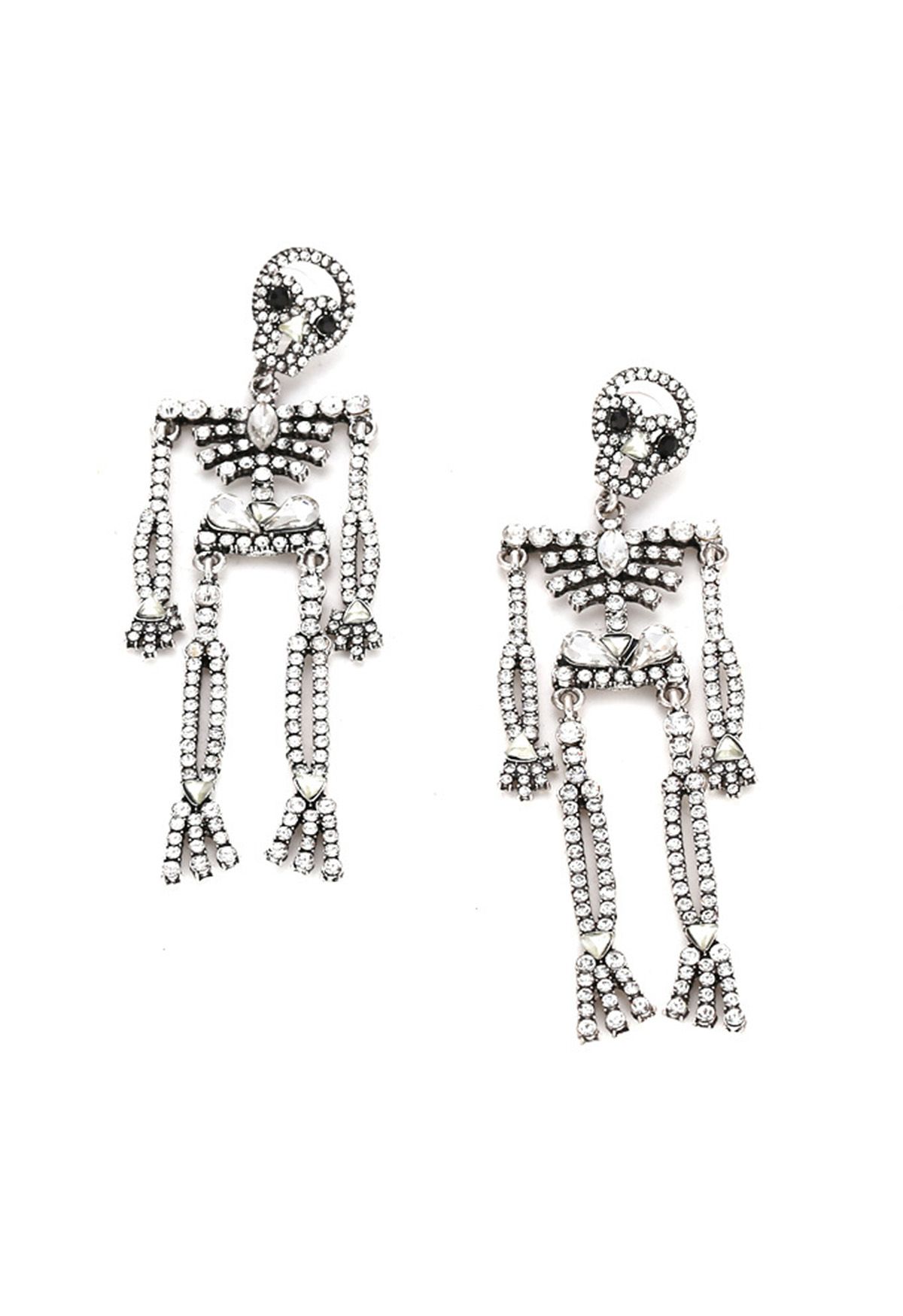 Boucles d'oreilles squelette ornées de strass