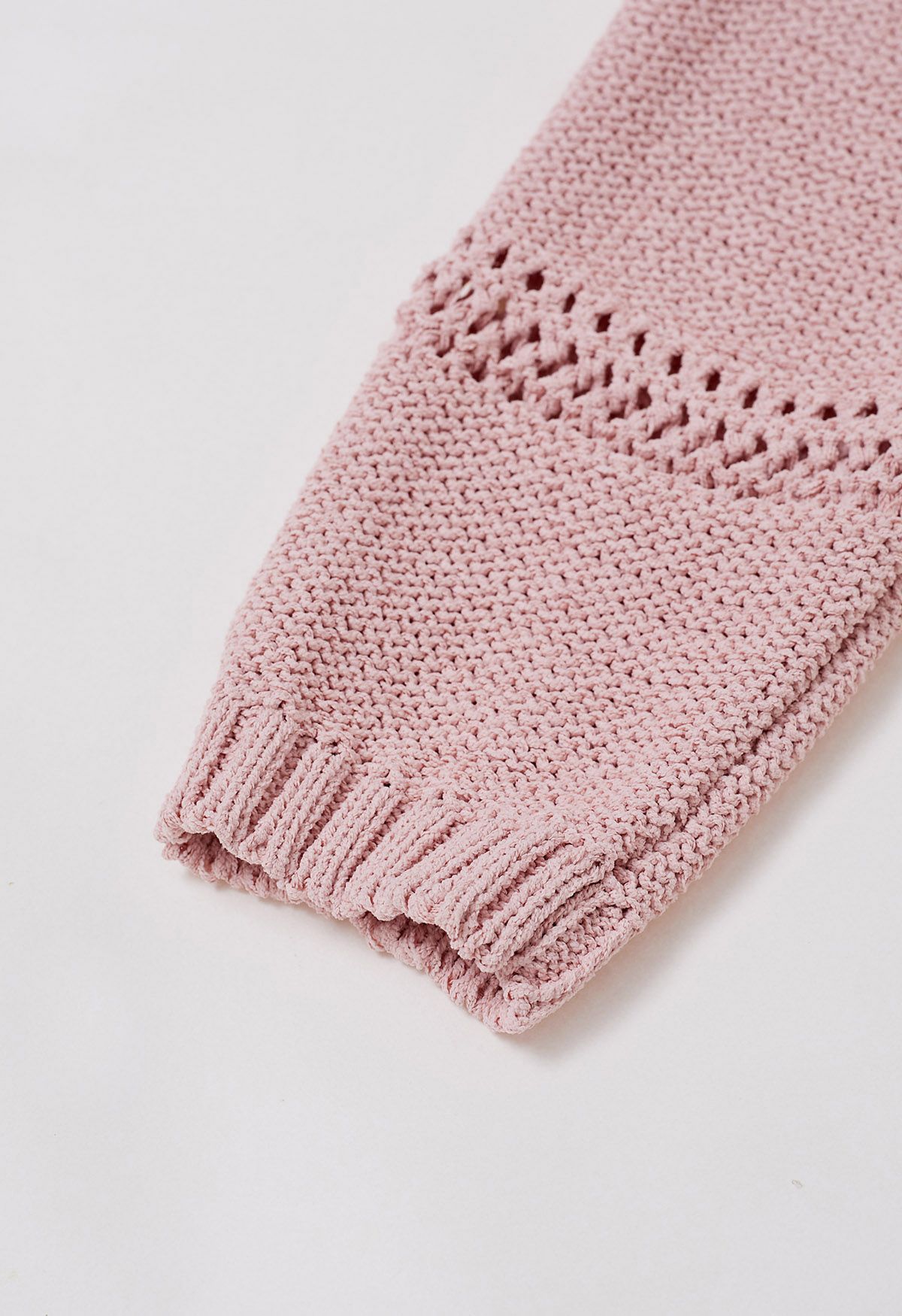 Haut en tricot à col noué ajouré en rose