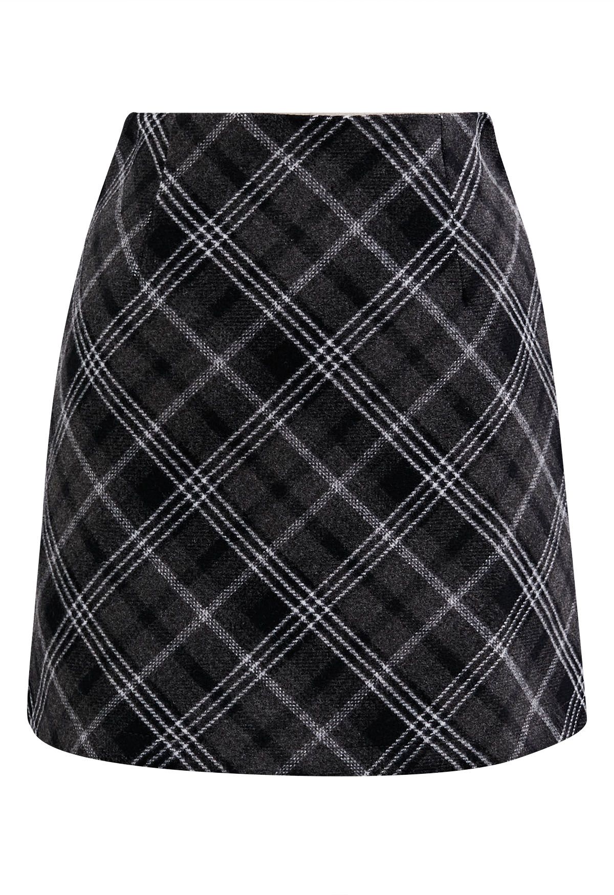 Mini-jupe écossaise noire à motif tartan