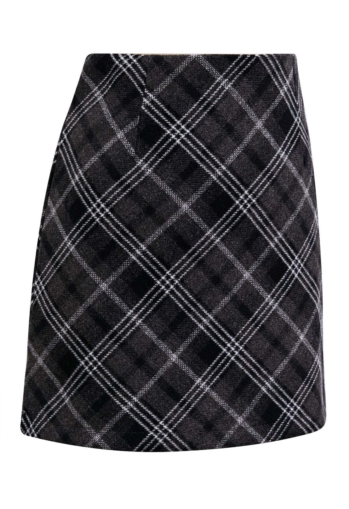 Mini-jupe écossaise noire à motif tartan