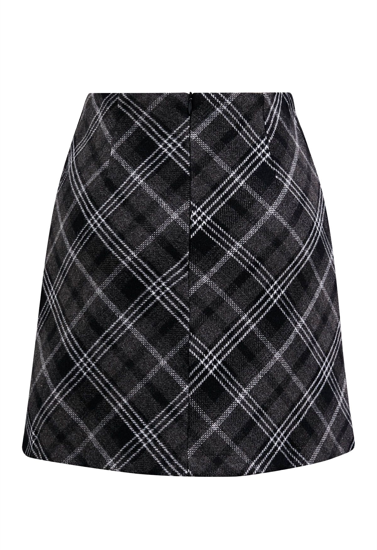 Mini-jupe écossaise noire à motif tartan