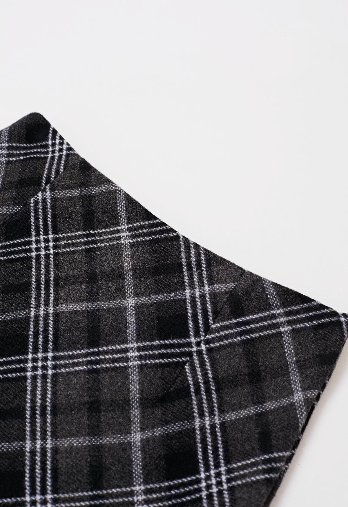 Mini-jupe écossaise noire à motif tartan