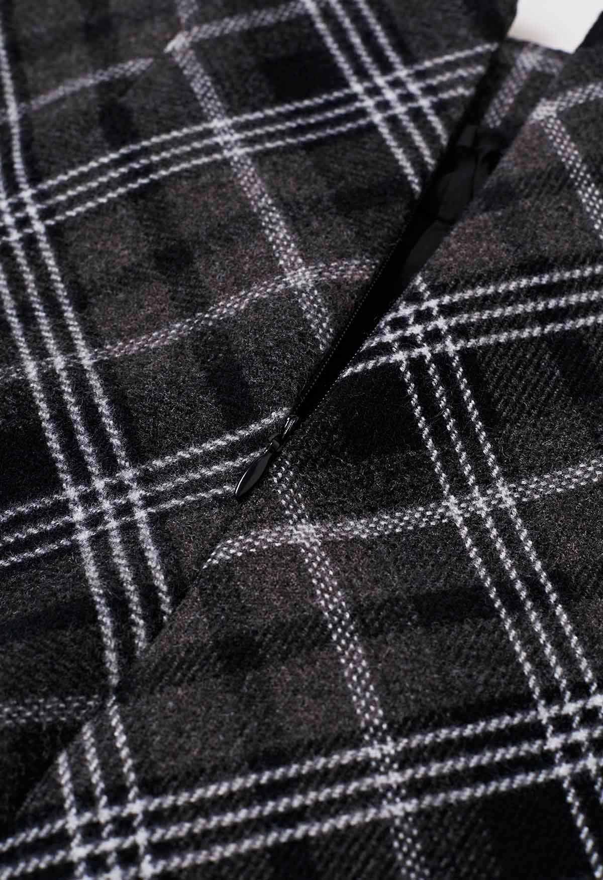 Mini-jupe écossaise noire à motif tartan