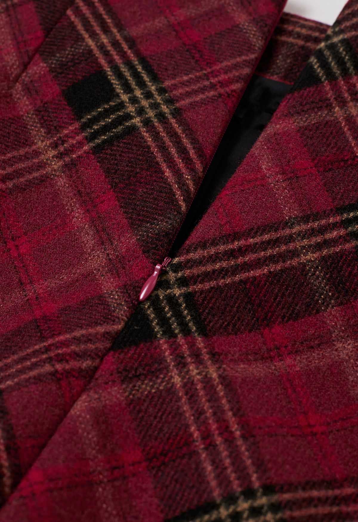 Mini-jupe écossaise à motif tartan rouge