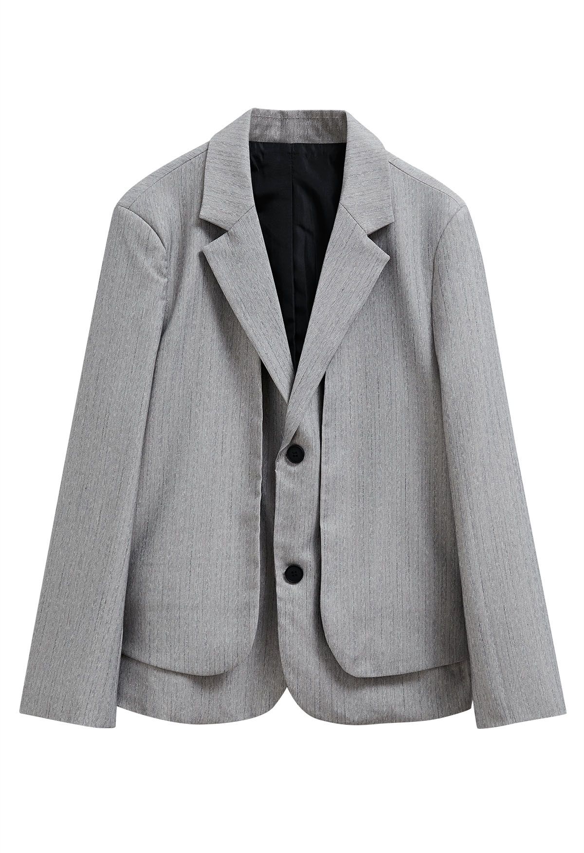 Faux blazer boutonné deux pièces en gris