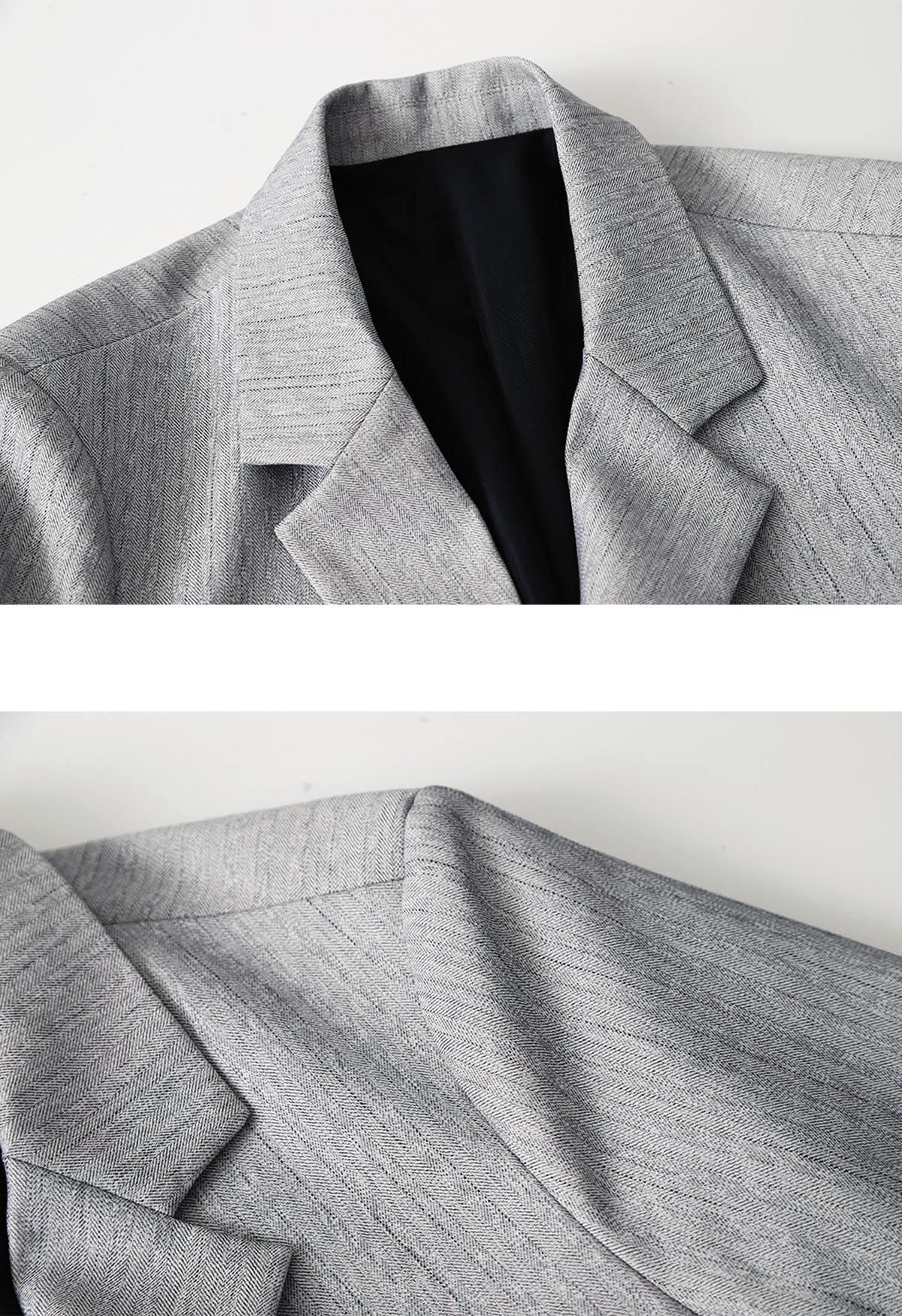 Faux blazer boutonné deux pièces en gris