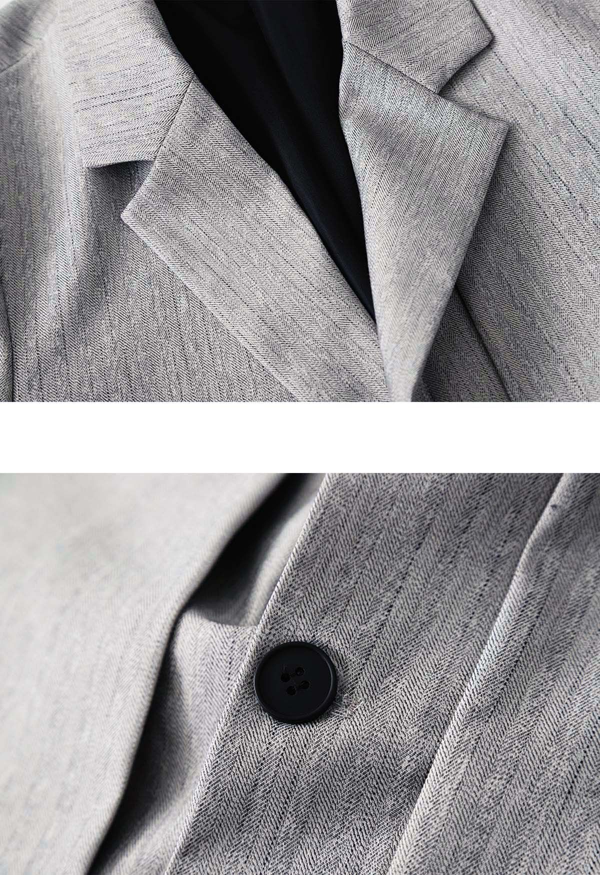 Faux blazer boutonné deux pièces en gris