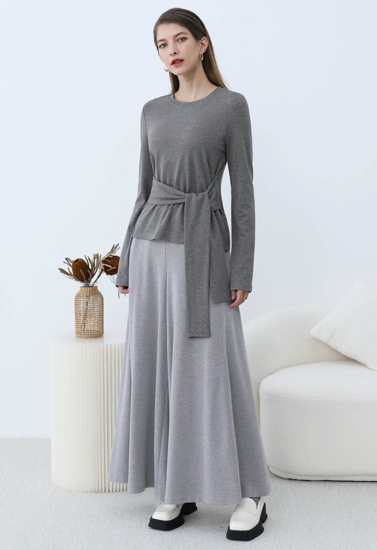 Graceful Ease - Pantalon évasé - Gris