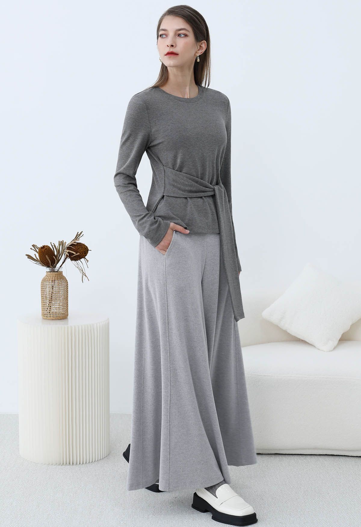 Graceful Ease - Pantalon évasé - Gris