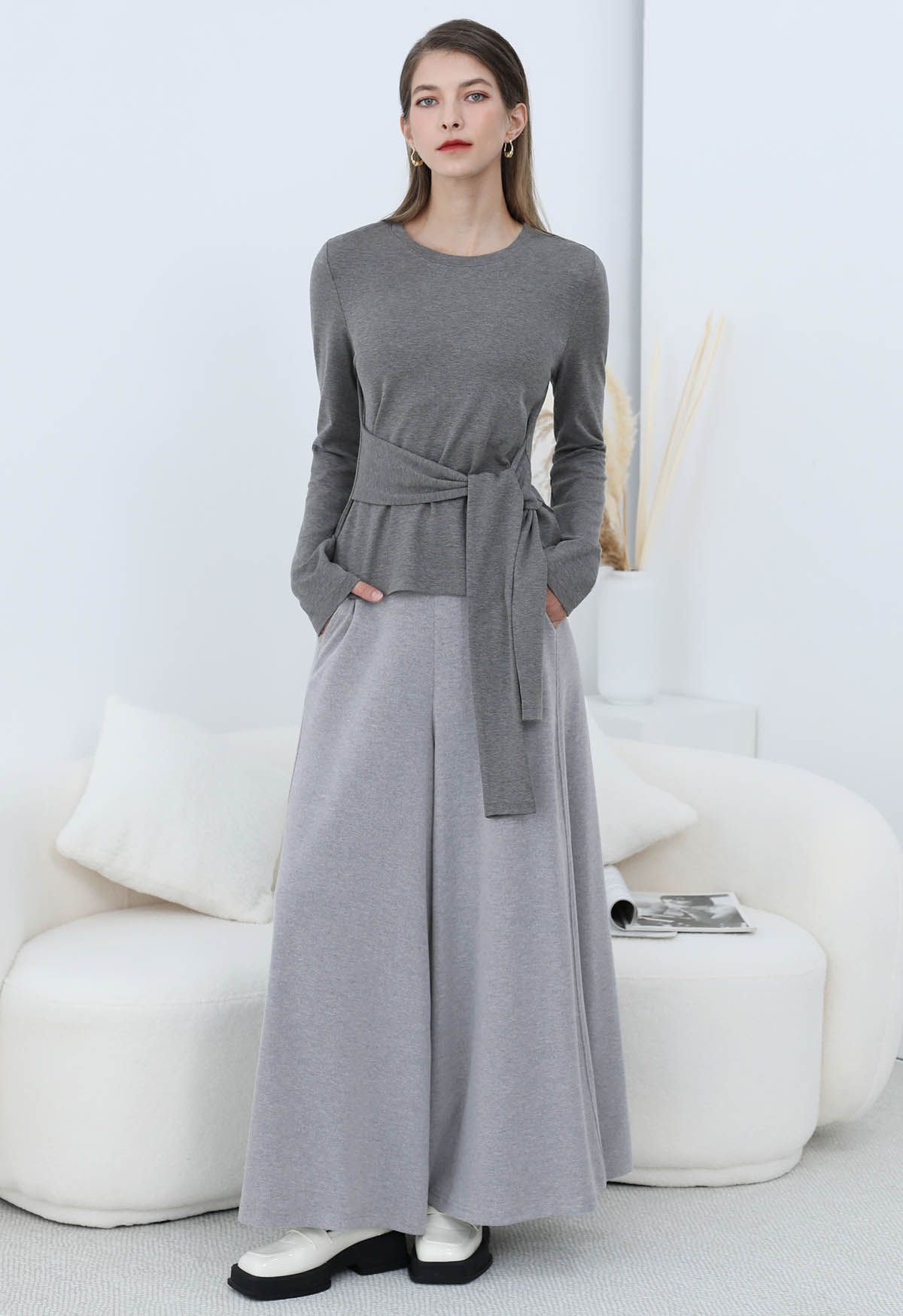 Graceful Ease - Pantalon évasé - Gris