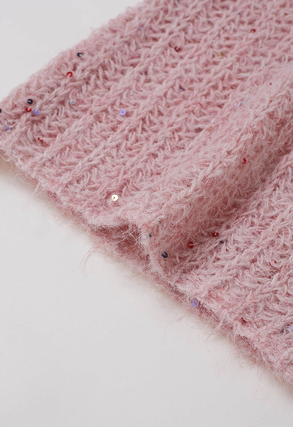 Cardigan en tricot confortable ouvert sur le devant à paillettes colorées en rose