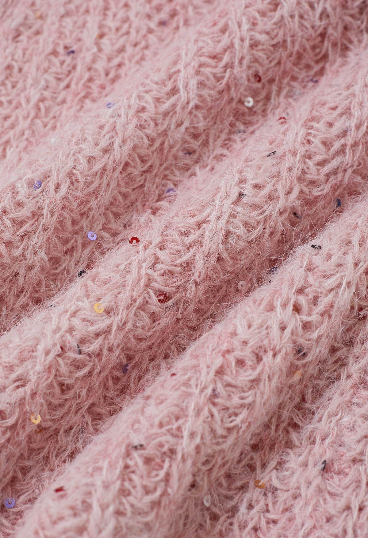 Cardigan en tricot confortable ouvert sur le devant à paillettes colorées en rose